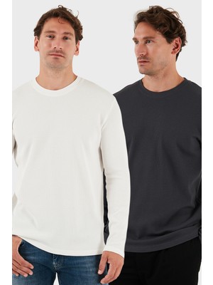 Buratti Pamuklu Bisiklet Yaka Normal Kalıp Basic 2'li Paket Sweat Erkek SWEAT 5905073S2