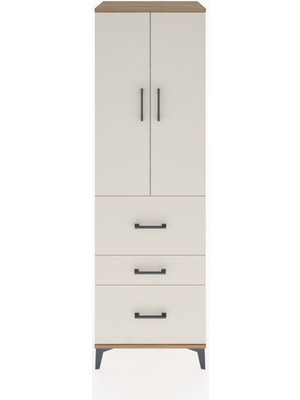 Dienni Hyperion Dolap 3 Raflı 3 Çekmeceli 2 Kapaklı 60X44X195 Çam-Aytaşı