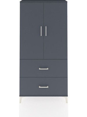 Dienni Arges Dolap 3 Raflı 2 Çekmeceli 2 Kapaklı 88X30X182 Antrasit-Antrasit