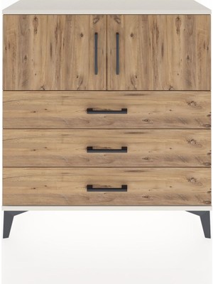Dienni Arges Şifonyer 2 Raflı 3 Çekmeceli 2 Kapaklı 88X30X96 Aytaşı-Çam