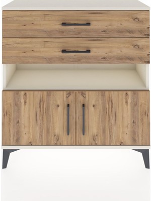 Dienni Arges Şifonyer 2 Raflı 2 Çekmeceli 2 Kapaklı 88X30X96 Aytaşı-Çam