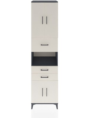 Dienni Hyperion Dolap 3 Raflı 3 Çekmeceli 4 Kapaklı 60X44X243 Antrasit-Aytaşı