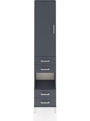Dienni Arges Dolap 3 Raflı 4 Çekmeceli Tek Askılı 44X30X221 Antrasit-Antrasit