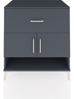 Dienni Kronos Şifonyer 2 Raflı Tek Çekmeceli 2 Kapaklı 88X59X96 Antrasit-Antrasit