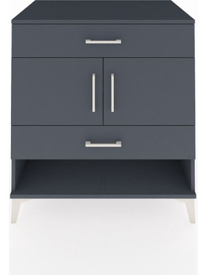 Dienni Kronos Şifonyer 2 Raflı 2 Çekmeceli 2 Kapaklı 88X59X96 Antrasit-Antrasit