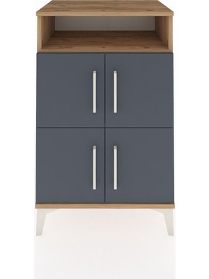 Dienni Hyperion Komodin 2 Raflı 4 Kapaklı 60X44X96 Çam-Antrasit