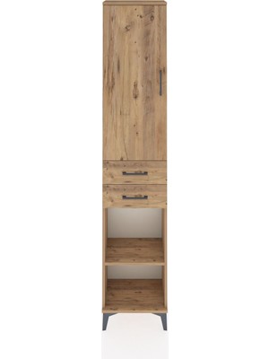 Dienni Arges Dolap 4 Raflı 2 Çekmeceli Tek Kapaklı 44X30X221 Çam-Çam