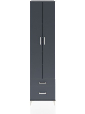 Dienni Hyperion Dolap 5 Raflı 2 Çekmeceli 2 Kapaklı 60X44X243 Antrasit-Antrasit
