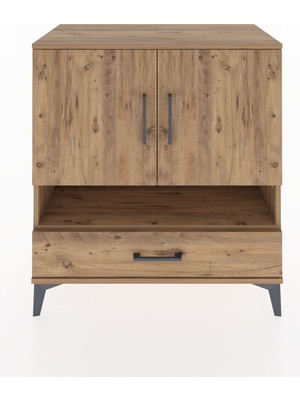 Dienni Hyperion Şifonyer 3 Raflı Tek Çekmeceli 2 Kapaklı 88X44X96 Çam-Çam