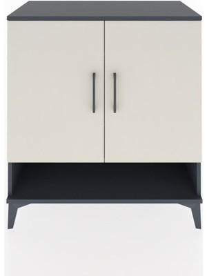 Dienni Hyperion Şifonyer 3 Raflı 2 Kapaklı 88X44X96 Antrasit-Aytaşı