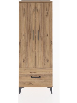 Dienni Hyperion Dolap 4 Raflı Tek Çekmeceli 2 Kapaklı 60X44X163 Çam-Çam