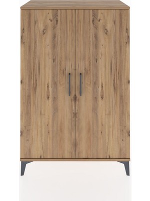 Dienni Hyperion Dolap 3 Raflı 2 Kapaklı 88X44X134 Çam-Çam