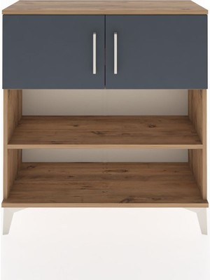 Dienni Arges Şifonyer 3 Raflı 2 Kapaklı 88X30X96 Çam-Antrasit