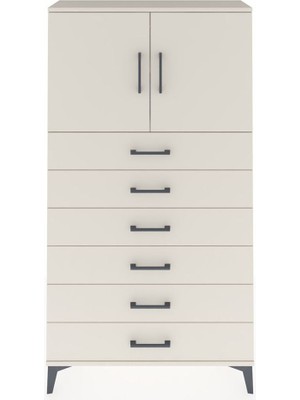 Dienni Arges Dolap 2 Raflı 6 Çekmeceli 2 Kapaklı 88X30X163 Aytaşı-Aytaşı