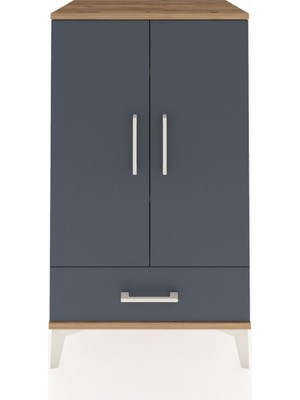 Dienni Hyperion Komodin 3 Raflı Tek Çekmeceli 2 Kapaklı 60X44X106 Çam-Antrasit