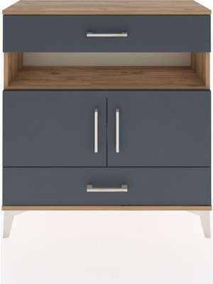 Dienni Arges Şifonyer 3 Raflı 2 Çekmeceli 2 Kapaklı 88X30X96 Çam-Antrasit