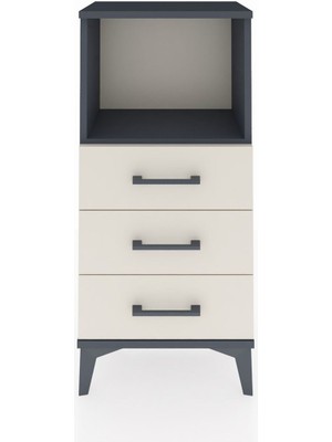 Dienni Arges Komodin Tek Raflı 3 Çekmeceli 44X30X96 Antrasit-Aytaşı