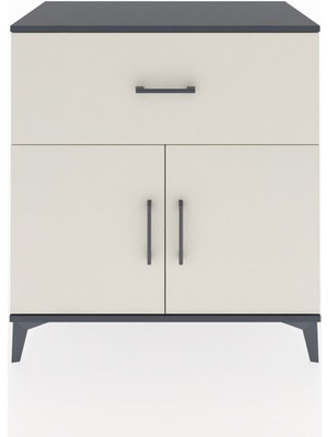 Dienni Hyperion Şifonyer Tek Çekmeceli 2 Kapaklı 88X44X96 Antrasit-Aytaşı