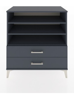 Dienni Hyperion Şifonyer 3 Raflı 2 Çekmeceli 88X44X96 Antrasit-Antrasit