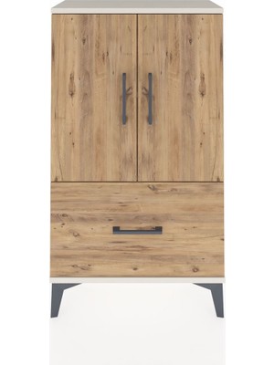Dienni Arges Komodin 2 Raflı Tek Çekmeceli 2 Kapaklı 60X30X106 Aytaşı-Çam