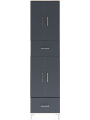 Dienni Arges Dolap 6 Raflı 2 Çekmeceli 4 Kapaklı 60X30X243 Aytaşı-Antrasit