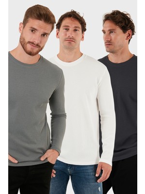 Buratti Pamuklu Bisklet Yaka Normal Kalıp Basic 3'lü Paket Sweat Erkek SWEAT 5905073S3