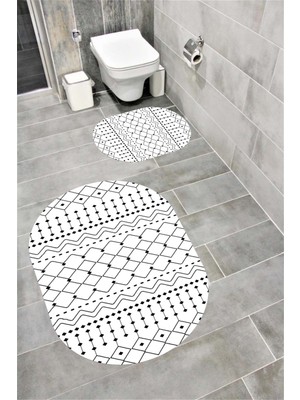 Home Su Emici Yumuşak Kaymaz Taban Sünger Dolgulu Yıkanabilir Dekoratif Banyo Paspası Takımı 1177 Oval