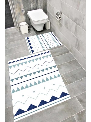 Home Kaymaz Tabanlı Suya Dayanıklı Dijital Baskılı Banyo Paspası Takımı | Bordo Halı 1645