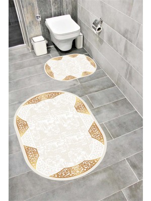 Home Su Emici Yumuşak Kaymaz Taban Sünger Dolgulu Yıkanabilir Dekoratif Banyo Paspası Takımı 1239 Oval