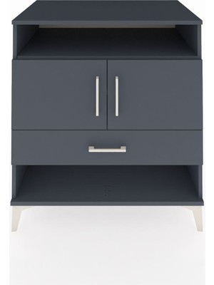 Dienni Kronos Şifonyer 3 Raflı Tek Çekmeceli 2 Kapaklı 88X59X96 Antrasit-Antrasit