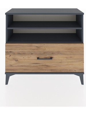 Dienni Arges Şifonyer 2 Raflı Tek Çekmeceli 88X30X80 Antrasit-Çam