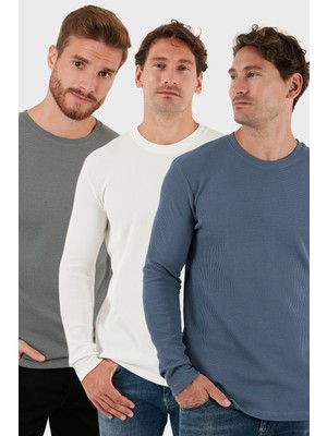 Buratti Pamuklu Bisklet Yaka Normal Kalıp Basic 3'lü Paket Sweat Erkek SWEAT 5905073S3