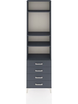 Dienni Arges Dolap 4 Raflı 4 Çekmeceli 60X30X221 Antrasit-Antrasit
