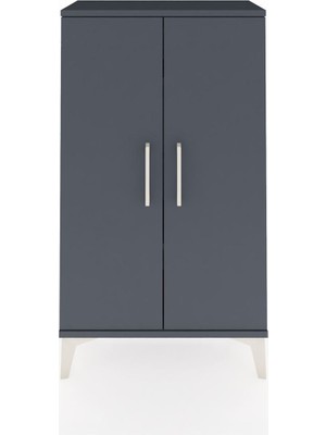 Dienni Arges Komodin 2 Raflı 2 Kapaklı 60X30X106 Antrasit-Antrasit