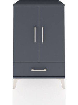 Dienni Hyperion Komodin 3 Raflı Tek Çekmeceli 2 Kapaklı 60X44X96 Antrasit-Antrasit