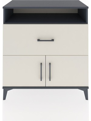 Dienni Hyperion Şifonyer Tek Raflı Tek Çekmeceli 2 Kapaklı 88X44X96 Antrasit-Aytaşı