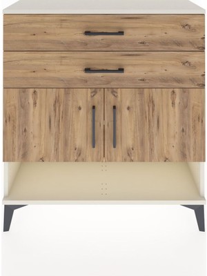 Dienni Arges Şifonyer 2 Raflı 2 Çekmeceli 2 Kapaklı 88X30X96 Aytaşı-Çam