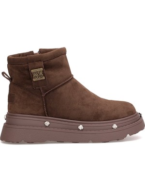 Guja 25K435 Kadın Hakiki Deri Düz Bot Kahverengi