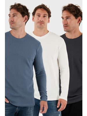 Buratti Pamuklu Bisklet Yaka Normal Kalıp Basic 3'lü Paket Sweat Erkek SWEAT 5905073S3