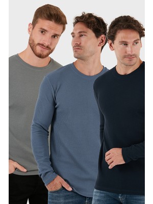 Buratti Pamuklu Bisklet Yaka Normal Kalıp Basic 3'lü Paket Sweat Erkek SWEAT 5905073S3