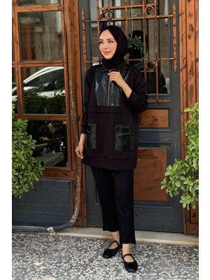 Moodbasic Rugan Detaylı Dik Yaka Tunik MB21.310 Siyah