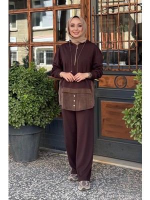 Clande Pantolonlu Takım 2502-3006 Kahve