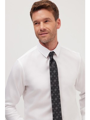 Tudors Slim Fit Beyaz Non-Iron %100 Pamuk Doğa Dostu Ekoteks Belgeli Ütü Gerektirmez Gömlek