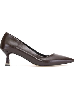 Ayakkabı Fuarı Elit PM559 K21 Kadın Klasik Topuklu Ayakkabı Kahverengi