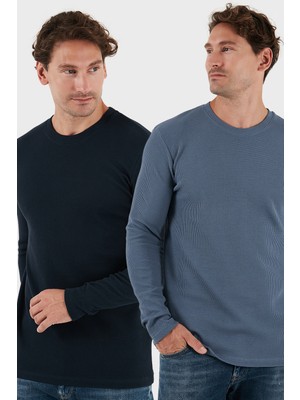 Buratti Pamuklu Bisiklet Yaka Normal Kalıp Basic 2'li Paket Sweat Erkek SWEAT 5905073S2