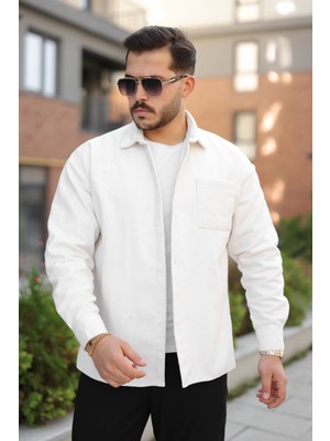 Comstar Erkek Kışlık Günlük Basic Oduncu Beyaz Kaşe Ceket