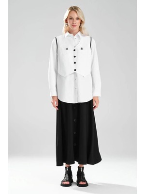 Tw3 Kadın Çıkarılabilir Yelek Detaylı Çift Parça Tasarım Gömlek