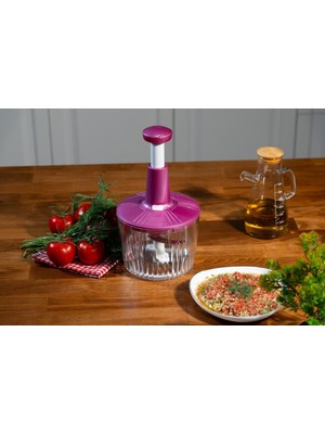 Decorev 3 Bıçaklı Üstten Basmalı El Rondosu – Pratik Sebze, Meyve ve Soğan Doğrayıcı | Hızlı ve Kolay Kullanım