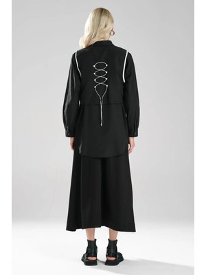 Tw3 Kadın Çıkarılabilir Yelek Detaylı Çift Parça Tasarım Gömlek