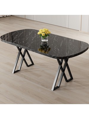 Canisa Kaye Serisi Mdf 90X168 Sabit Siyah Mermer Desen Mutfak Masası